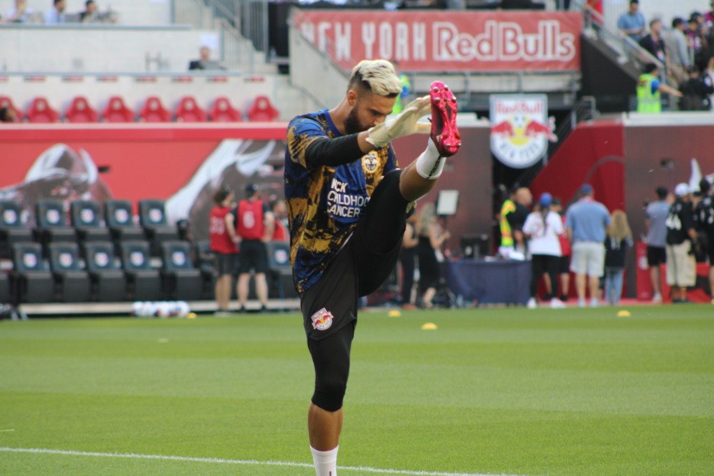 New York Red Bulls Carlos Coronel warming up for the match against Leo Messi and Inter Miami.