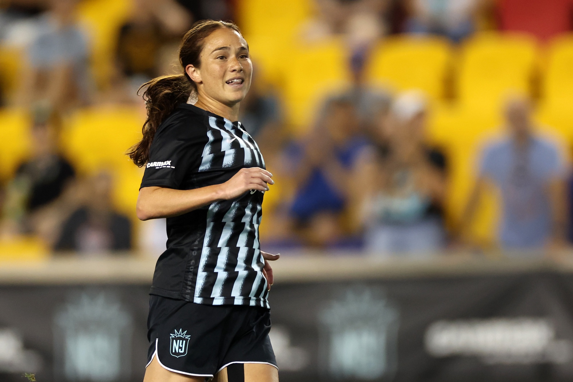 New Jersey/New York Gotham FC Midfielder Mana Shim entering the pitch after being substituted into the match.