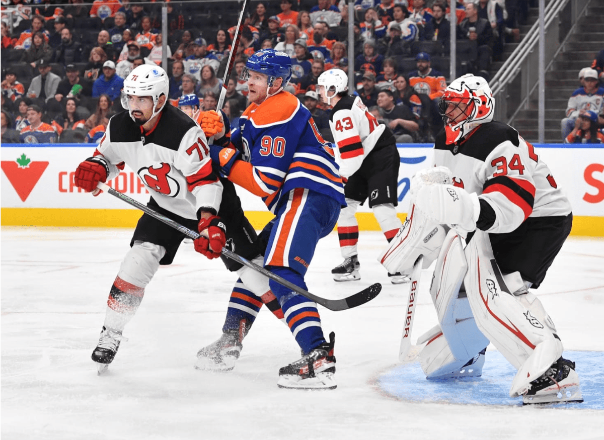 11/5/24 Edmonton, AB Jonas Siegenthaler and Jake Allen. Mandatory Credit: Edmonton Oilers
