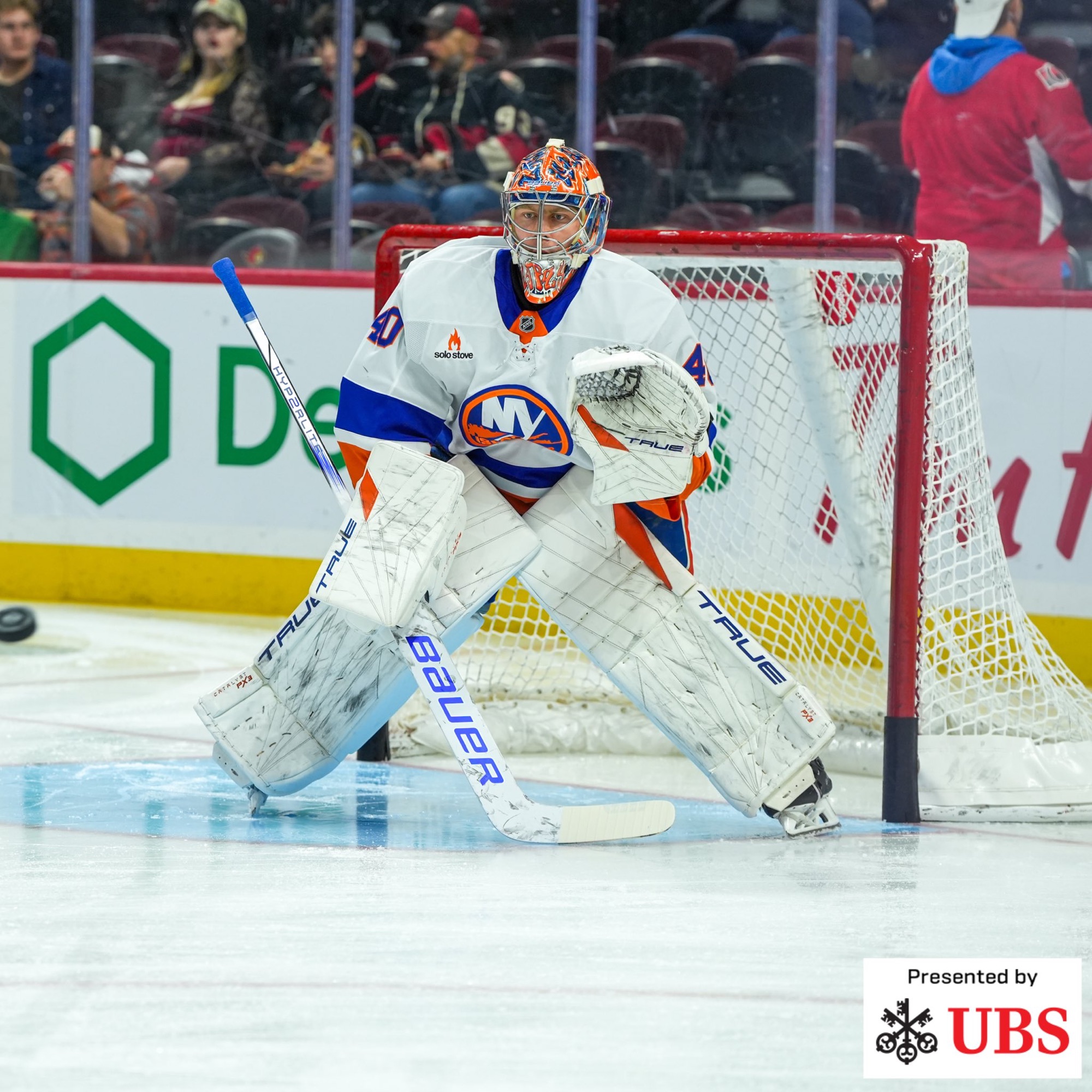 Varlamov in pre-game warmups at Scotiabank Arena in Ottawa, CN. Mandatory Credit: New York Islanders