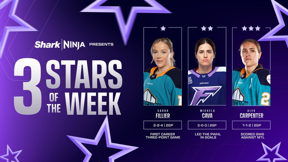12/9/24 New York, NY and Toronto, Ontario, Canada| PWHL 3 stars of the week. Filler, Cava, Carpenter. Mandatory Credit: PWHL