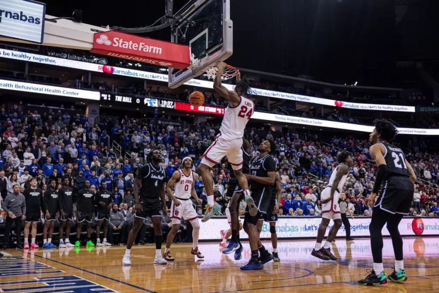 1/18/24 Newark, NJ Prudential Center| Zuby Ejiofor recorded 15 points, nine boards and two blocks against Seton Hall. Mandatory Credit: St John's University