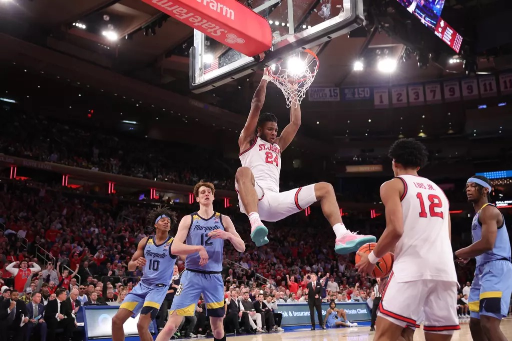 2/4/25 New York City, NY Madison Square Garden| St Johns Zuby Ejiofor posts a double-double 13 points & 13 rebounds. Mandatory Credit: St Johns University