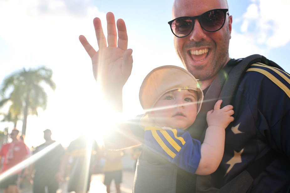 MIAMI GARDENS, FLORIDA - JUNE 20: CA Boca Juniors fans gather outside the stadium prior to the FIFA Club World Cup 2025 group C match between FC Bayern München and CA Boca Juniors at Hard Rock Stadium on June 20, 2025 in Miami Gardens, Florida. (Photo by Carmen Mandato - FIFA/FIFA via Getty Images)