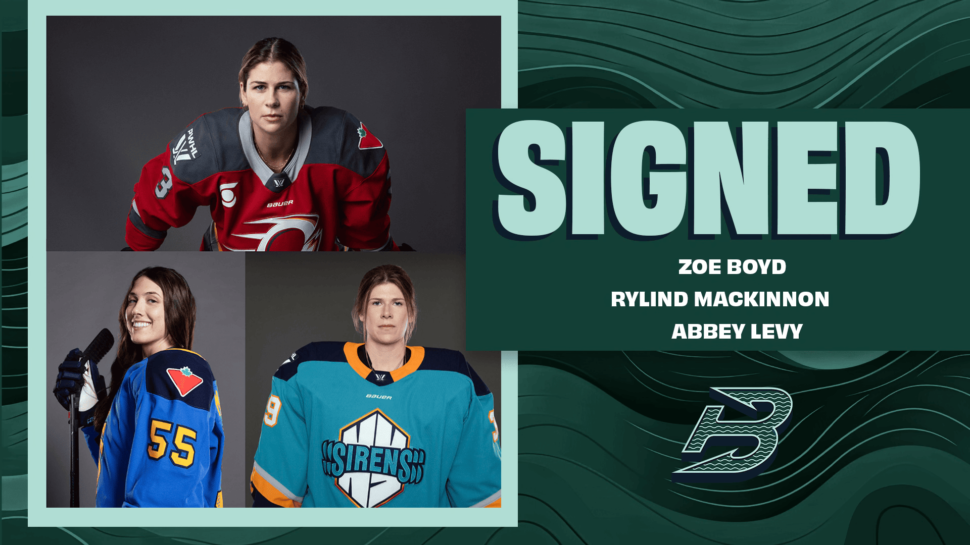 6/20/25 FLEET SIGN ZOE BOYD, RYLIND MACKINNON AND ABBEY LEVY. Mandatory Credit: Boston Fleet