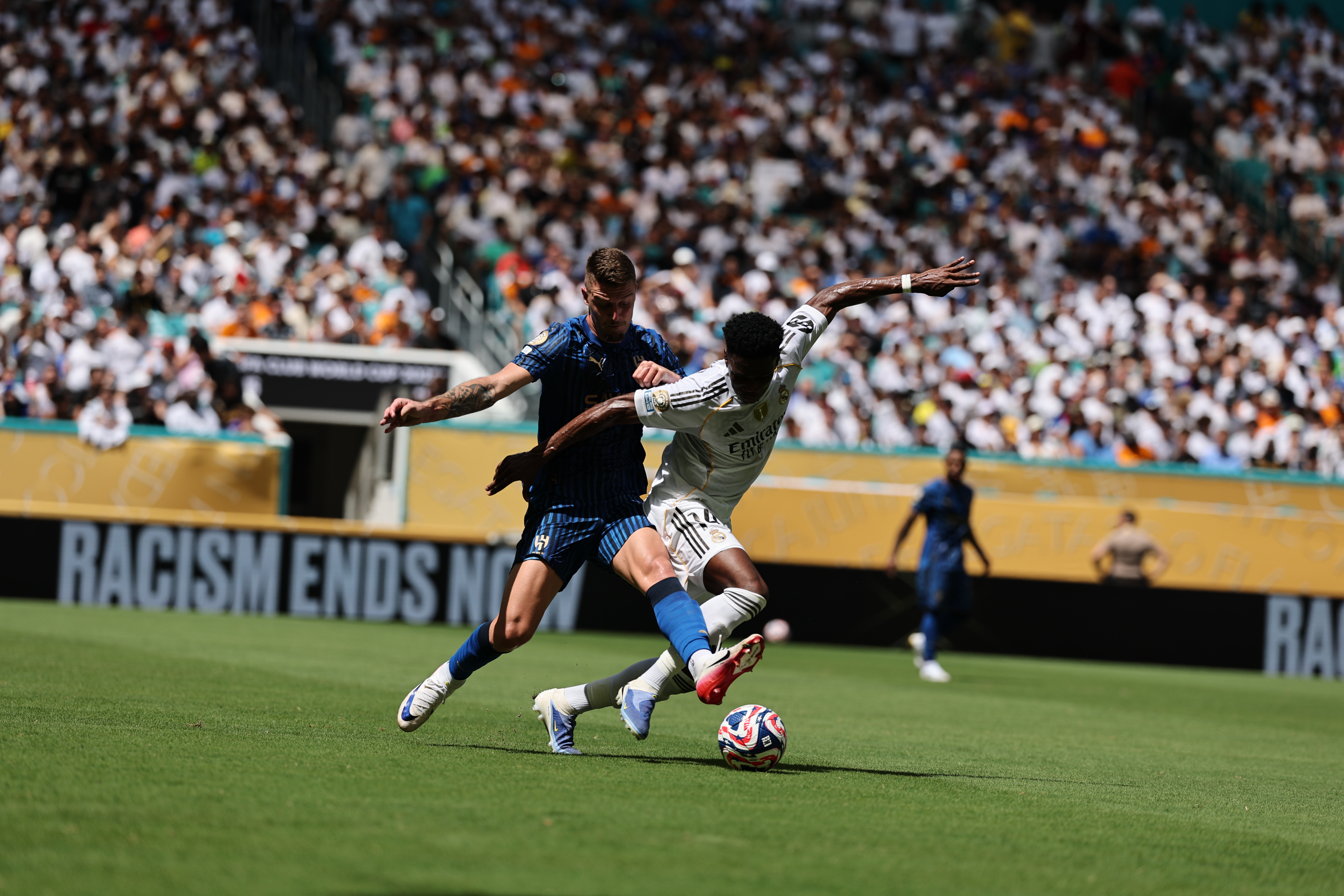 MIAMI GARDENS, FLORIDA - JUNE 18: No racism during the FIFA Club World Cup 2025 group H match between Real Madrid CF and Al Hilal at Hard Rock Stadium on June 18, 2025 in Miami Gardens, Florida. (Photo by Carmen Mandato - FIFA/FIFA via Getty Images)