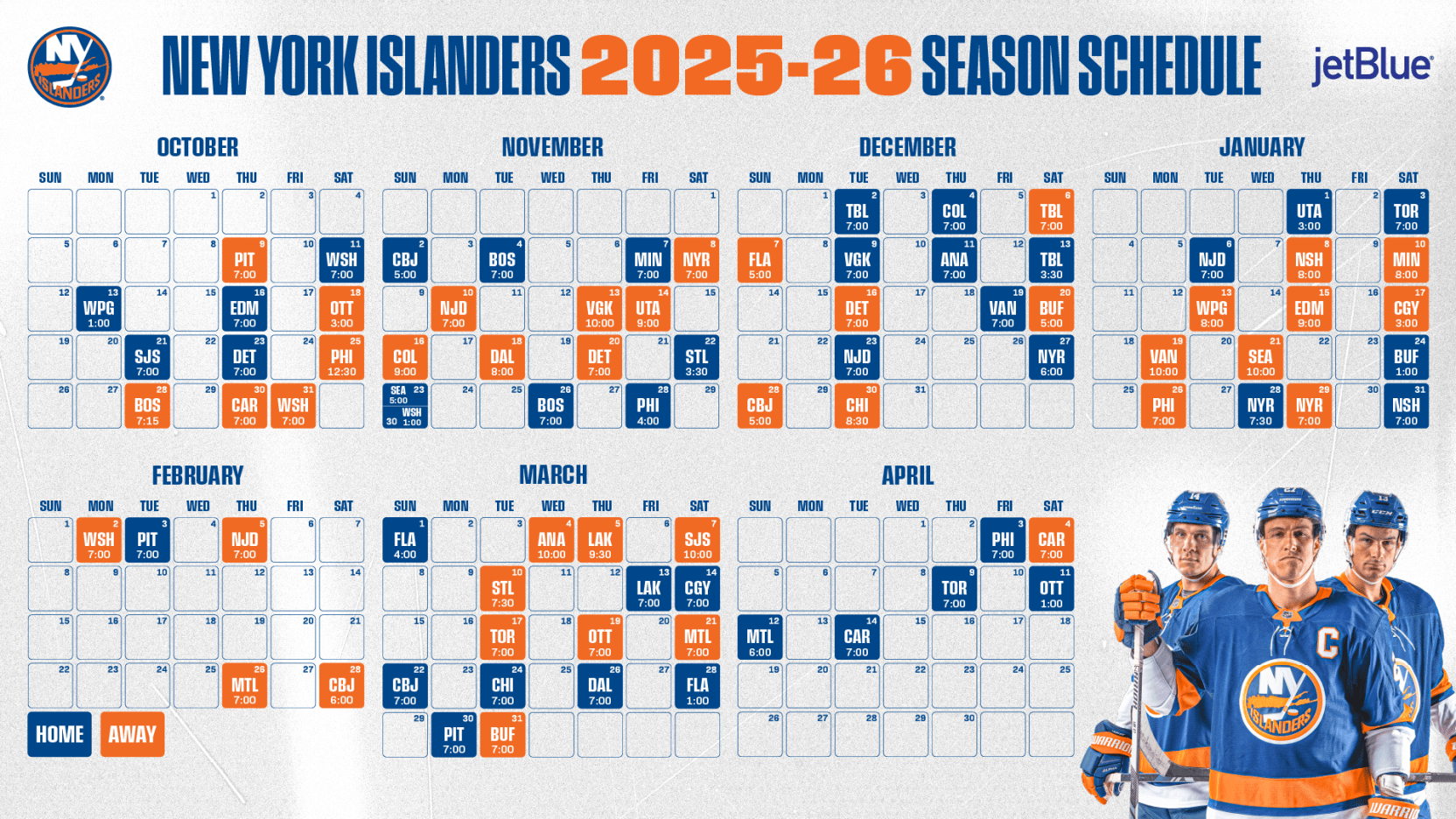 NY Islanders Schedule Calendar