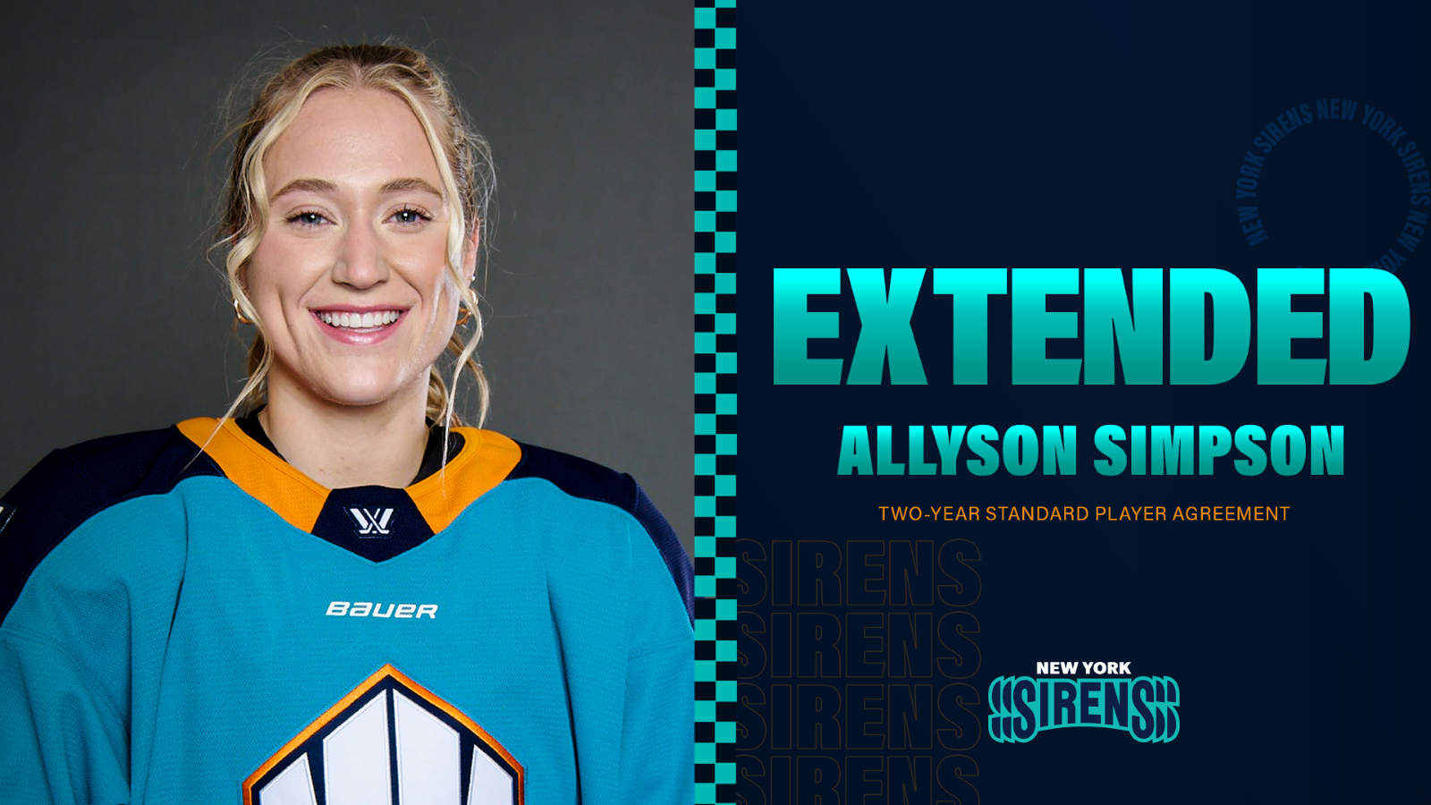 7/9/25: NY extends Allyson Simpson's contract on defense. Mandatory Credit: PWHL