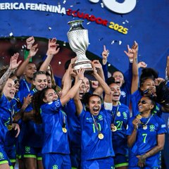 Brazil celebrates winning Copa America Fem