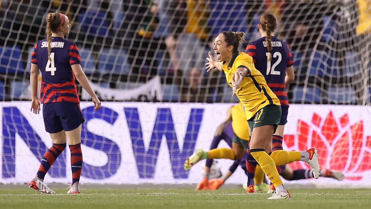 Australia's Kyah Simon scored a late equaliser.