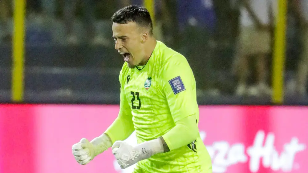 9/8/2025 Estadio Cuscatlan San Salvador, ES. Etienne Vaessen Celebrates the Victory. Mandatory Credit: Concacaf.com