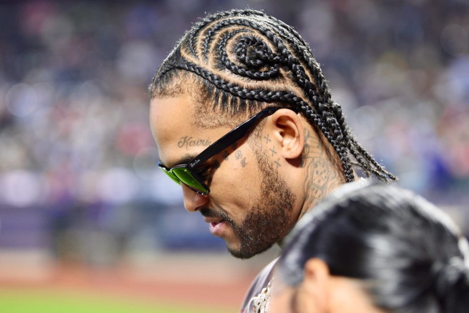 Rapper Dave East attends Inter Miami NYCFC soccer match Citi Field