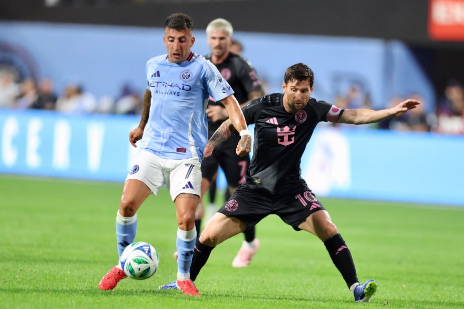 Nicolas Fernandez NYCFC battles Lionel Messi Inter Miami midfield duel
