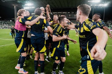 10/1/2025 Q2 stadium, Austin, TX Nashville SC Celebrates on the field. Mandatory Credit: Nashville SC