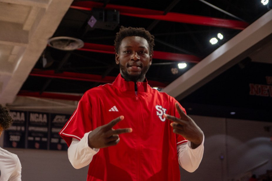 St Johns Player warming up pre-game.