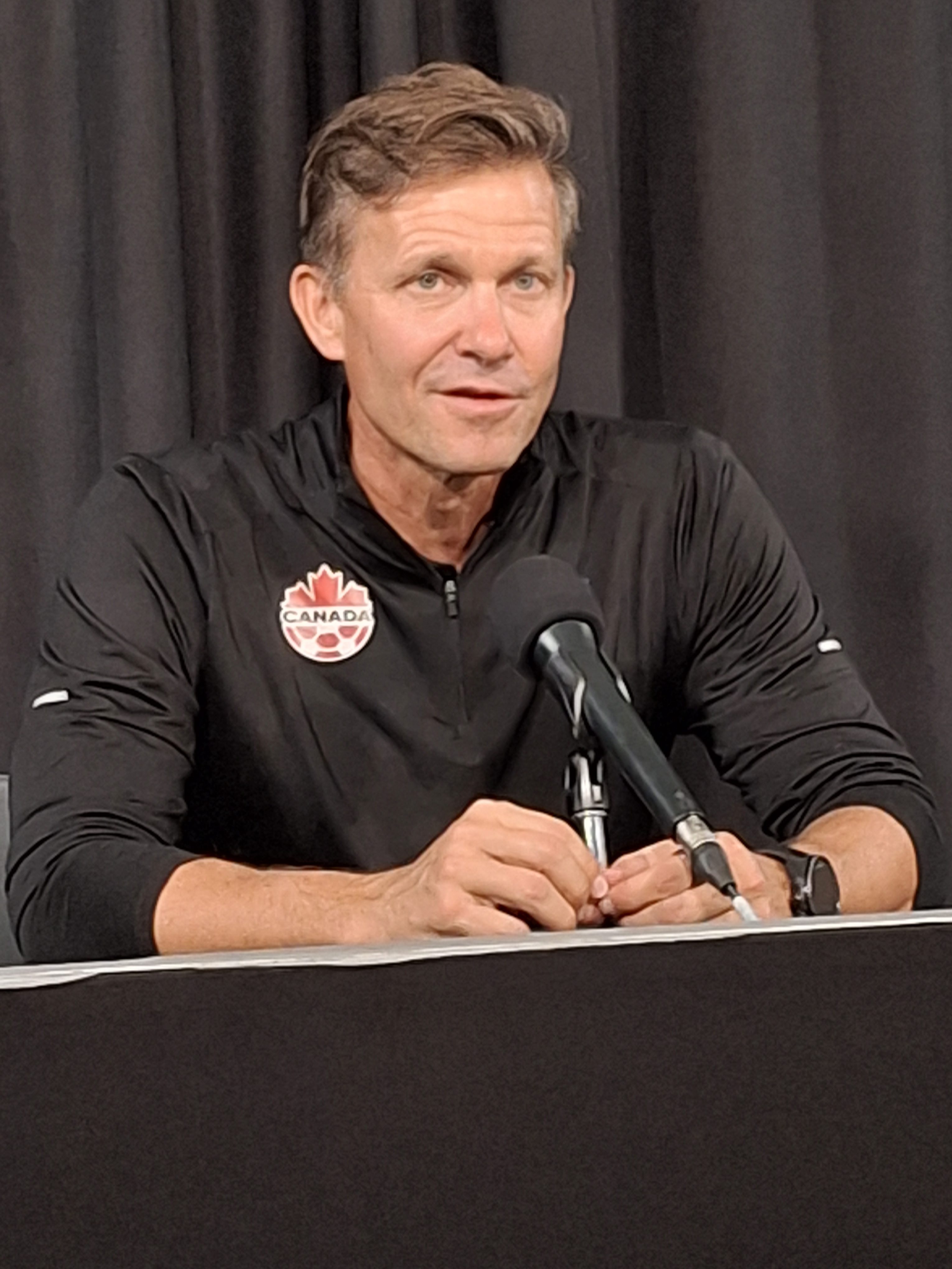 11/18/2025 Chase Stadium, Fort Lauderdale, FL., Jesse Marsch Post Match Interview Mandatory Credit To Daniel Feuerstein