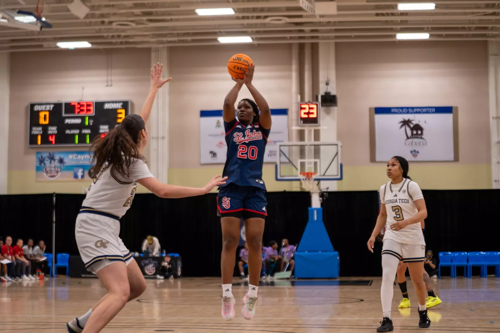 Sa'Mya Wyatt, sophomore forward for St. John's Red Storm women's basketball team, in action during Game 1 of the Cayman Islands Classic against Georgia Tech at John Gray Gymnasium in George Town, Grand Cayman on November 28, 2025