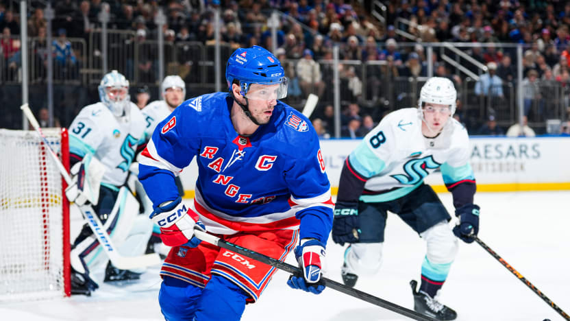 1/12/2026 Madison Square Garden, New York, NY., J.T. Miller Skates toward the near corner. Mandatory Credit: New York Rangers