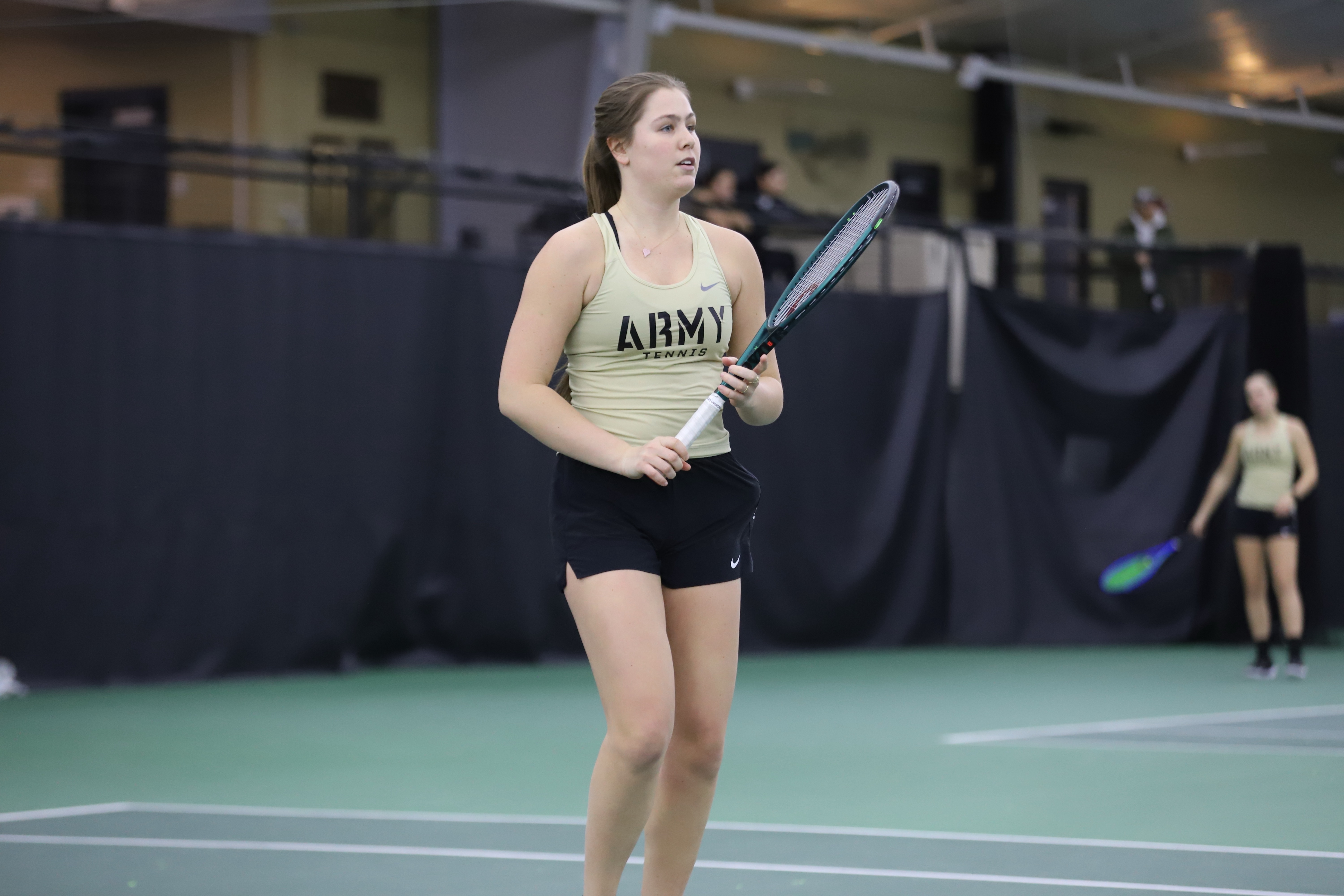 Army West Point women’s tennis player Emily Ruckno competes during the Black Knights’ win over UConn at West Point.